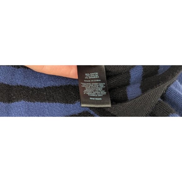 Animal Stripe Round Neck Mini Sweater Dress, Black & Blue Express XS - Picture 4 of 4